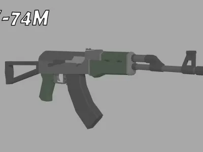 5 AK Rifles Low-Poly Pack Low-poly 3D model