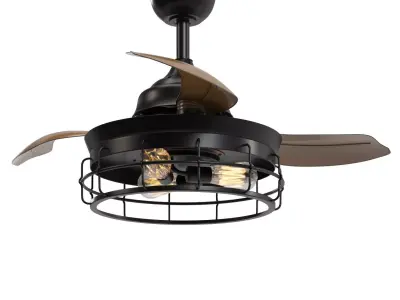 Industrial 36 inch Black 3 blade Ceiling Fan PBR 3D model
