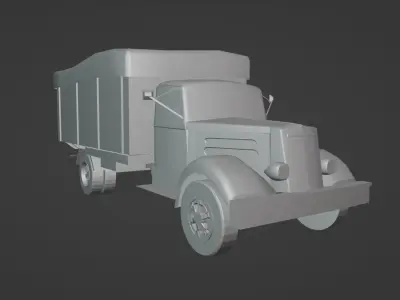White 1940 Closed Truck  Low-poly 3D model