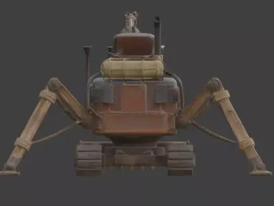 Post-Apocalyptic Spider Excavator Low-poly 3D model
