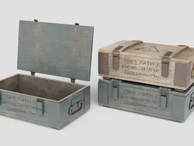 Military grenade box Low-poly 3D model