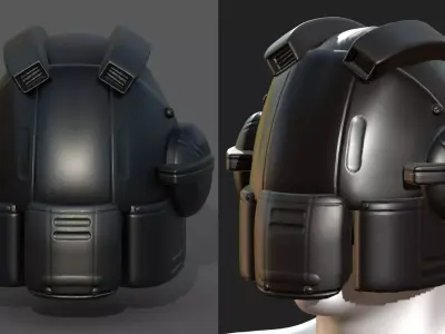 Helmet scifi military combat 3d model low poly futuristic  Low-poly 3D model