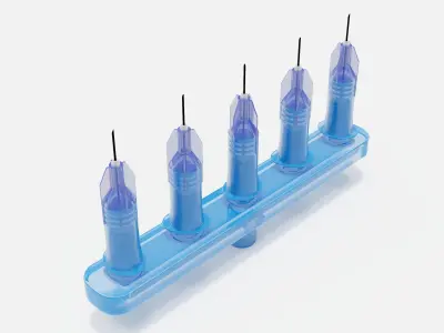 Multi Injector 5 Needles Straight Blue 3D model