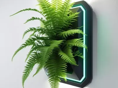 Futuristic Wall Planter with Fern 3D model