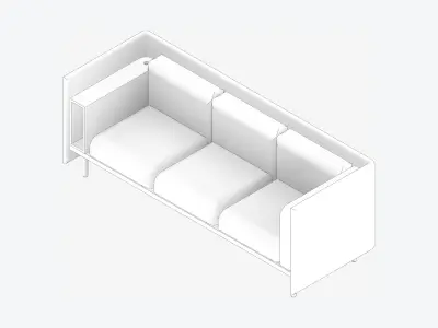 Sofa - Contemporary - Flame - Medium - Armrest Shelf Low-poly 3D model buy
