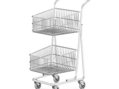 Double Shopping Cart 3D model