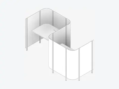 Office Pod - Workspace - Officetec - Open - Side To Side Low-poly 3D model