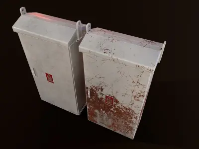 Electric box clean and rusty Low-poly 3D model