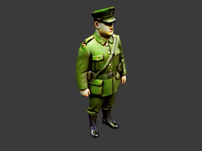 World War II Soldier Low-poly 3D model