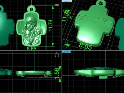 Double cross Mother of God Icon Pendan 1509 3D print model