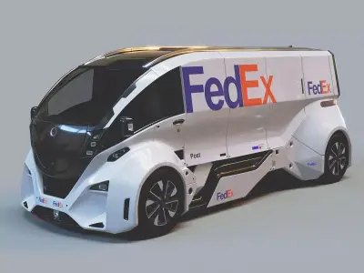 Scifi Car cyberpunk Van FedEx Low-poly 3D model