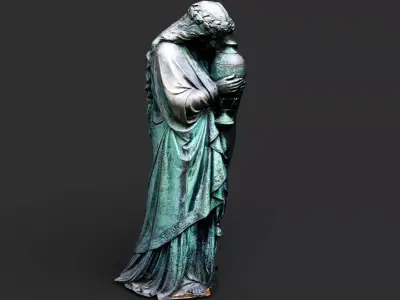 graveyard temple wall front part monument PBR photogrammetry Low-poly 3D model