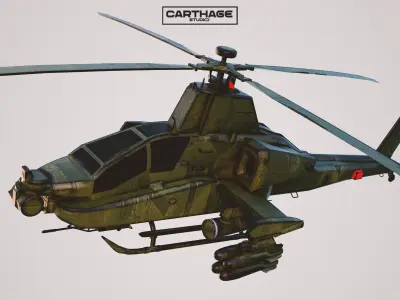 Military Apache Style Military Helicopter  Low-poly 3D model