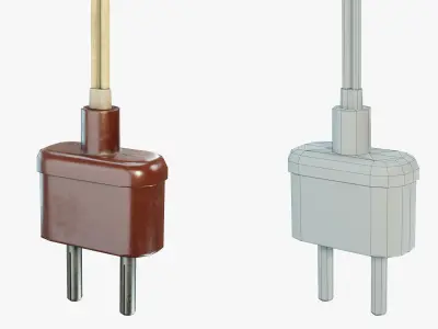 Vintage Electrical Plug Type C Low-poly 3D model