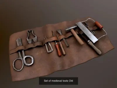 sets of medieval old instruments 3D Model Pack