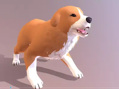 Retriever  DOg Barking Cycle Orange chubby Dog Cycle 3D model