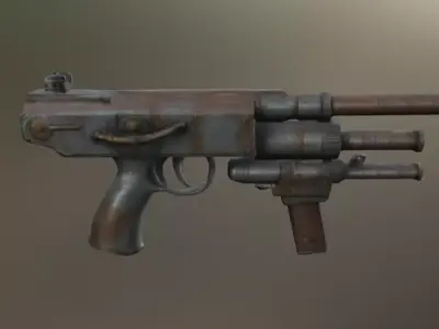 large pistol with 3 cannons 3D model