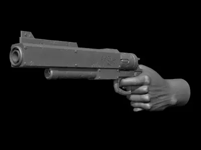 Gun with Hand 02 3D Model 3D print model
