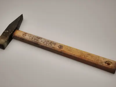 Hammer Low-poly with wooden handle Low-poly 3D model