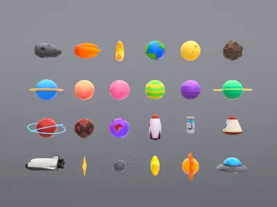 Cartoon Space Pack 3D model purchase