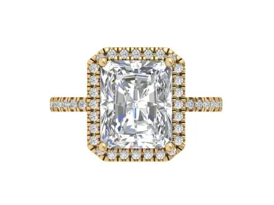 Radiant Solitaire Ring 3D print model 7