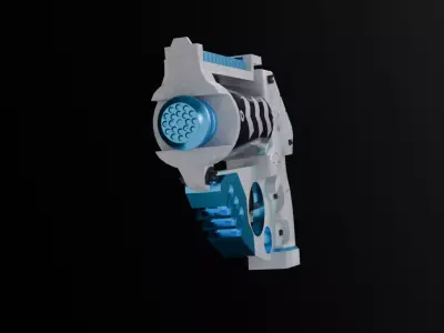 Pistol Low Poly 3D Model Game Ready PBR Quad Topology Low-poly 3D model