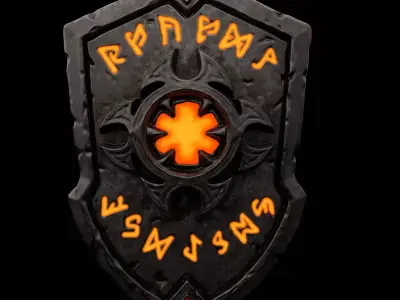 Stylized Fantasy Runed Shield Low-poly 3D model