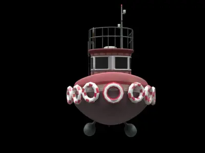 Tugboat lifeboat Low-poly 3D model