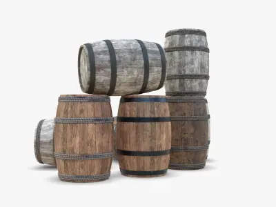 Wooden barrels Low-poly 3D model order