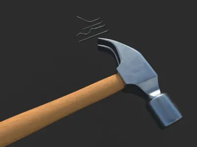 Hammer and Nails 3d Model Low-poly 3D model