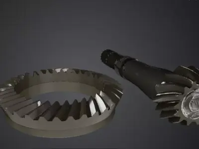 Industrial Bevel Drive Pinion and Ring Gear Set  3D model