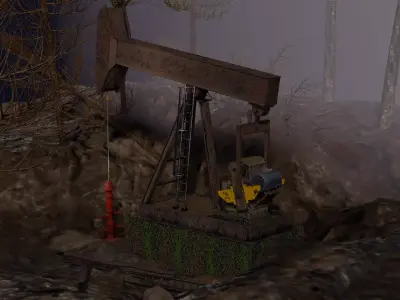 Abandoned Oil Pumping Rig Weathered Rusted Industrial 3D Model 3D model
