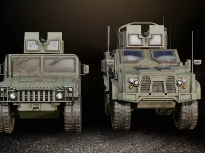 Military Humvee and L-ATV Low-poly 3D model