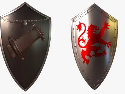 Knight Shield and Sword Low-poly 3D model