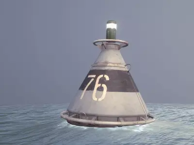Buoy River RB-4-01 Left Turn Mark Low-poly 3D model