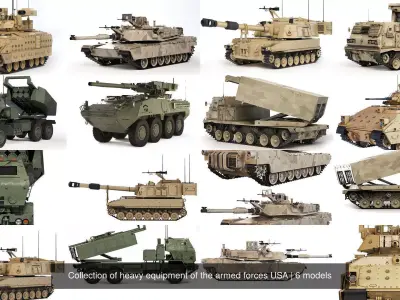 Collection of heavy equipment of the armed forces USA 3D Model Pack