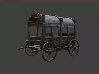  Old Wooden Cart 3D Model 3D model