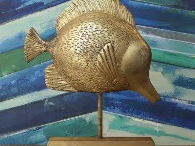 Midcentury Brass Fish on Stand 3D model