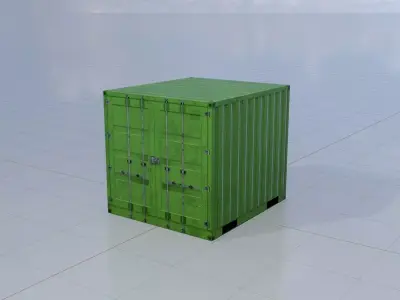 Transport-Container Yellow-Green 6ft Low-poly 3D model