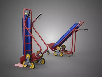 UPRIGHT TILTED HEAVY GAS CYLINDER CART STAIR CLIMBING HAND TRUCK 3D model