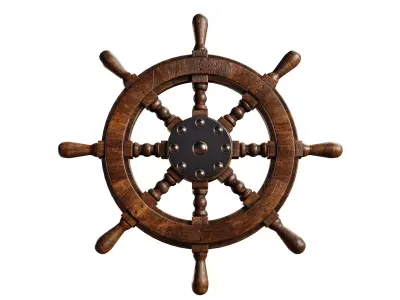ship wheel Low-poly 3D model by chrismartinartist