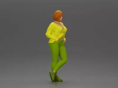 Confident woman leaning slightly with her hands in pockets 3D print model
