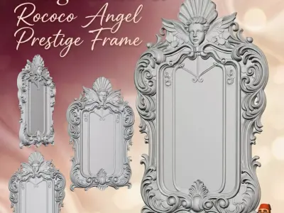 Wings of Love Rococo Angel Prestige Frame 3D print model