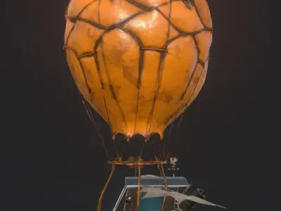 Steampunk AirShip Low-poly 3D model PBR Low-poly 3D model