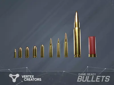 Game ready - Bullets pack Low-poly 3D model