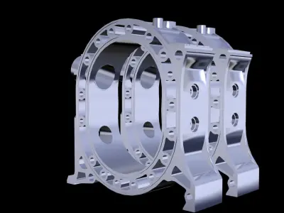 Peripheral ports houses - rotary engine Low-poly 3D model