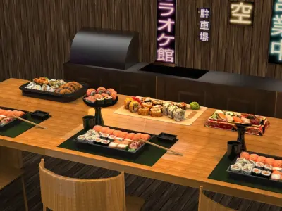 Realistic Sushi Platter 3D model
