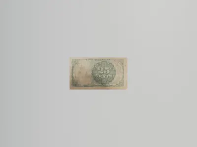 1845 american 25 cent bill Low-poly 3D model