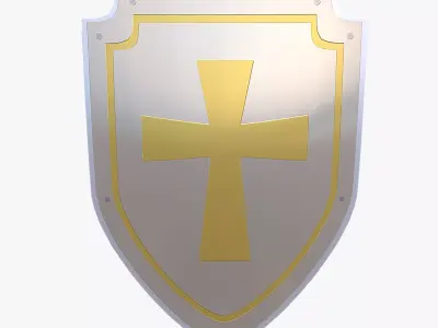 Low Poly Medieval Shield with Cross PBR Game Ready 3D Model Low-poly 3D model