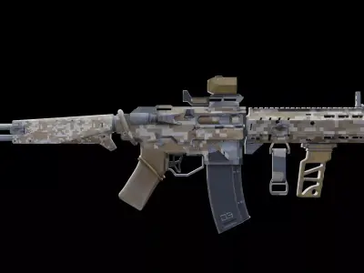 Sci-Fi Military Assault Rifle Game Ready Low Poly Low-poly 3D model